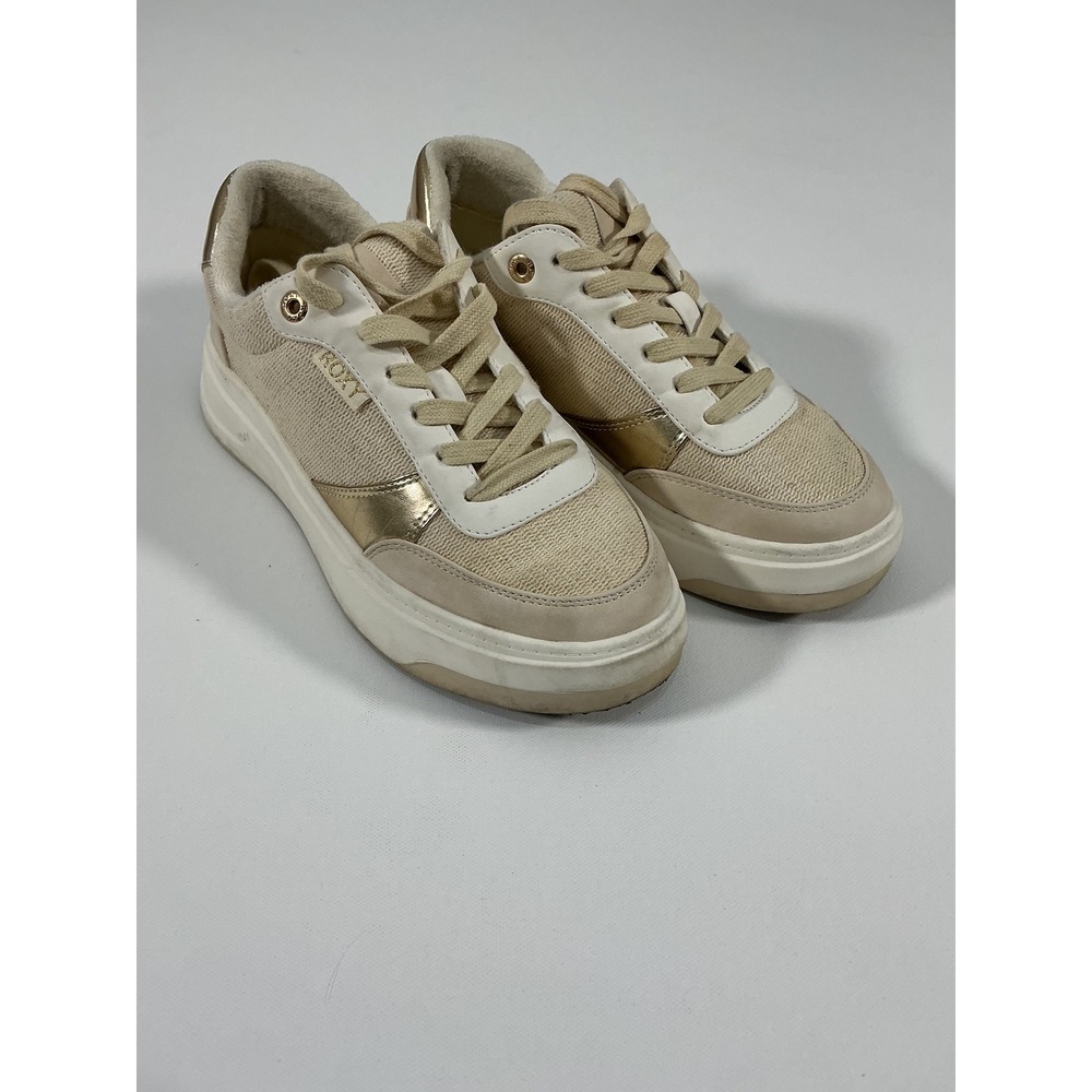 Roxy Carver Women's Sneakers Cream Gold Chunky Platform Size 7.5